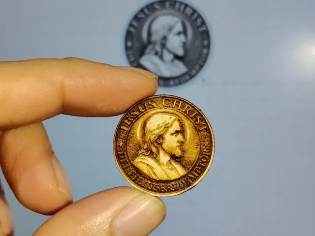 Jesus Christ religious wooden coin token