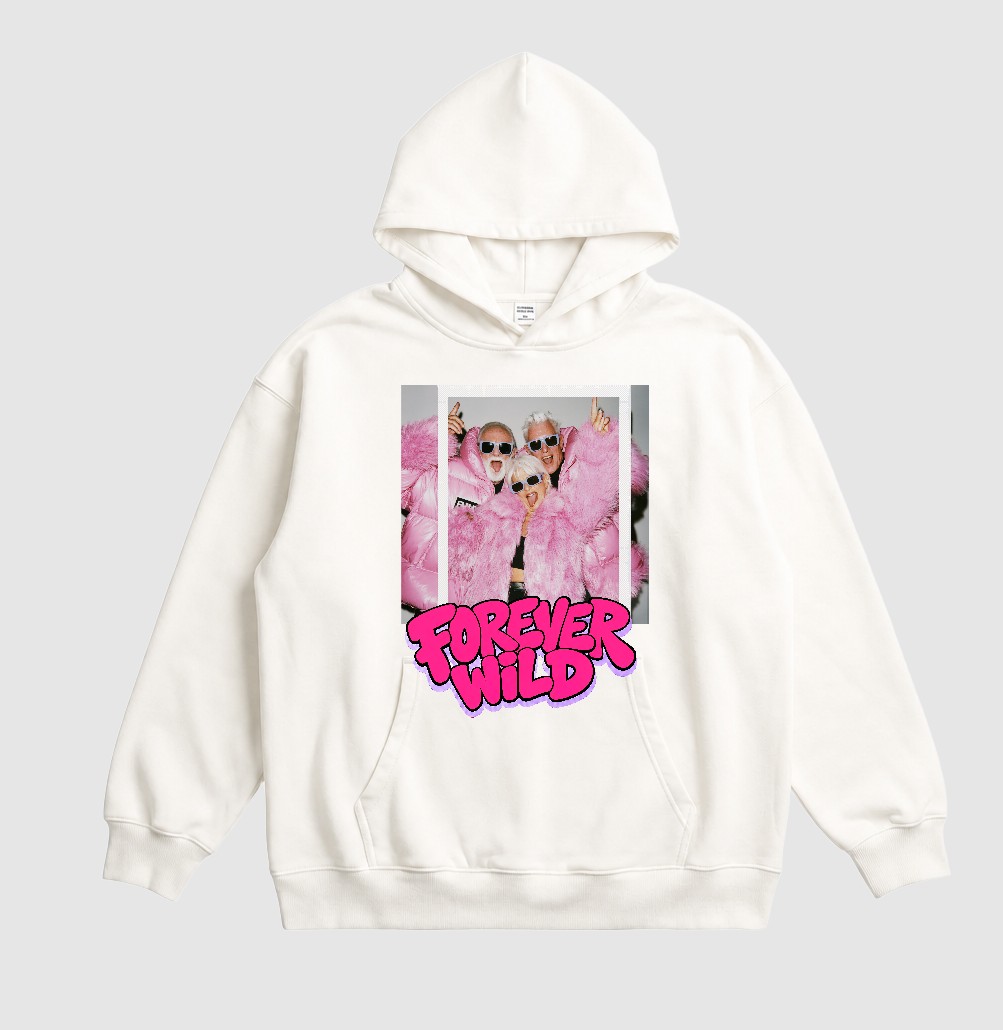 [DTF Printing,Heat Press] White Hoodie Featuring Forever Wild Graphic Print