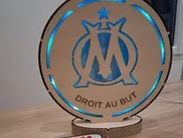 Lampe lumineuse ronde avec logo de l'Olympique de Marseille