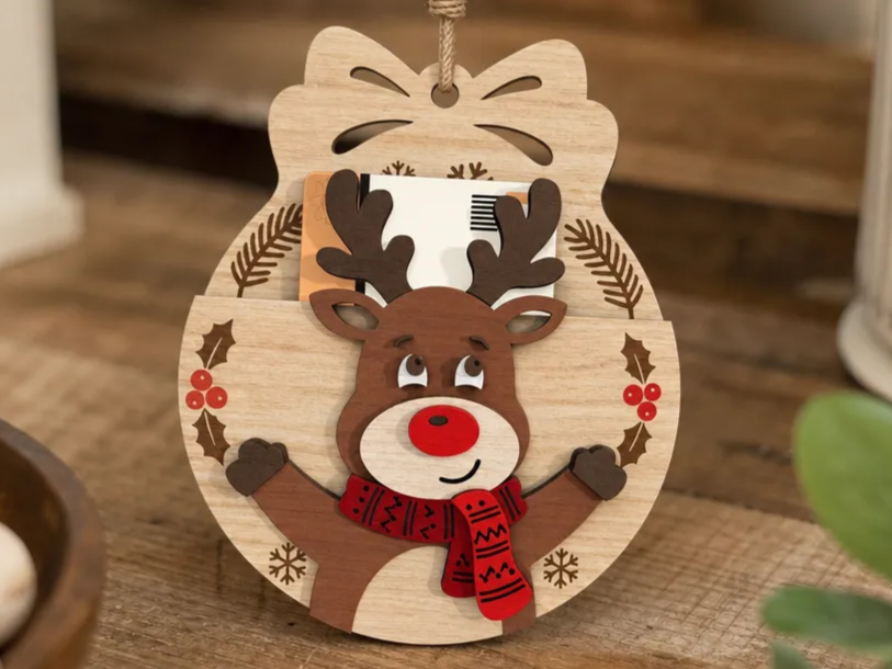 Reindeer Christmas Ornament Gift Card Holder