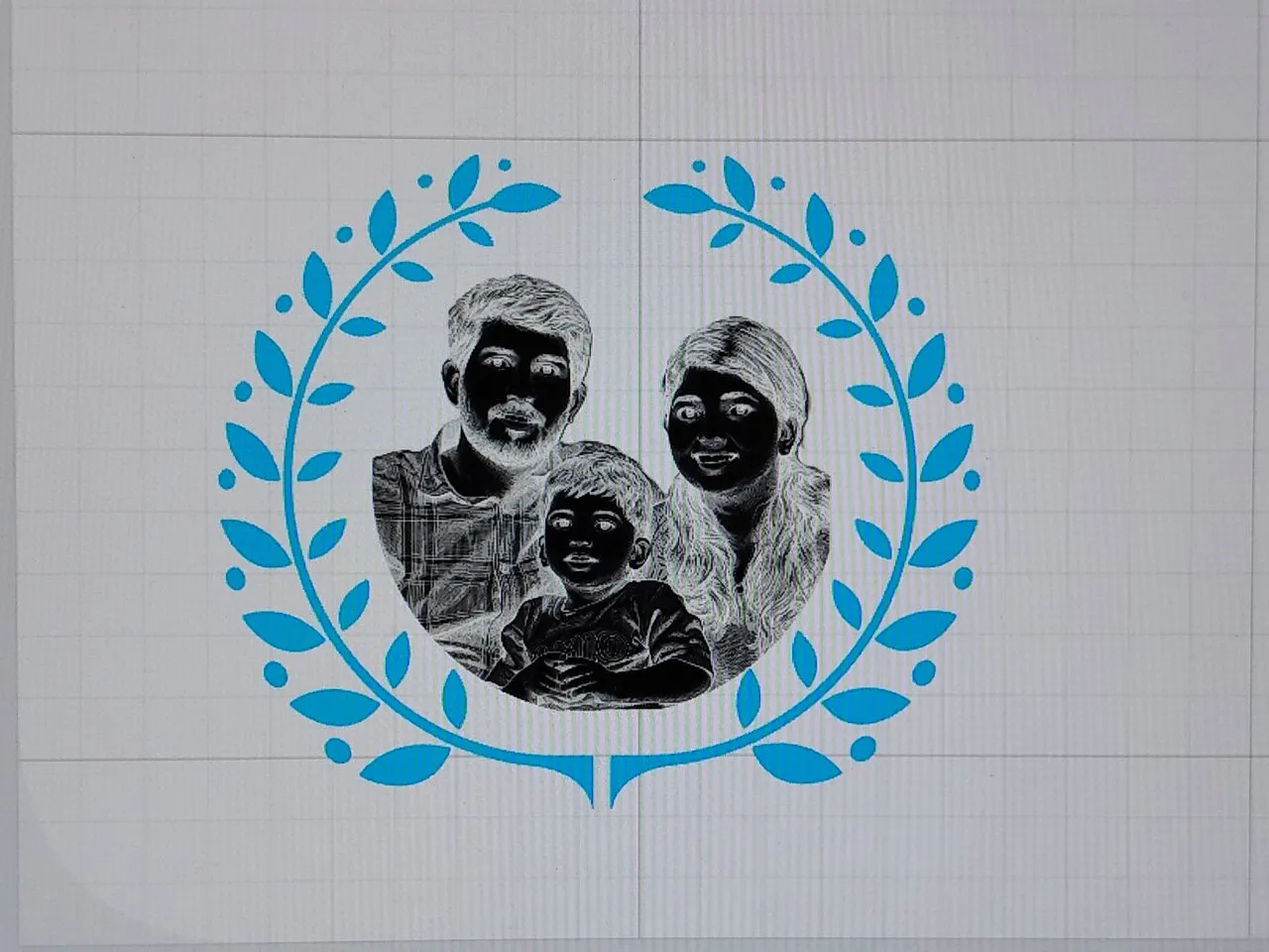 Personalized Family Portrait on Black Metal Card instruction: step 2 - Engraving