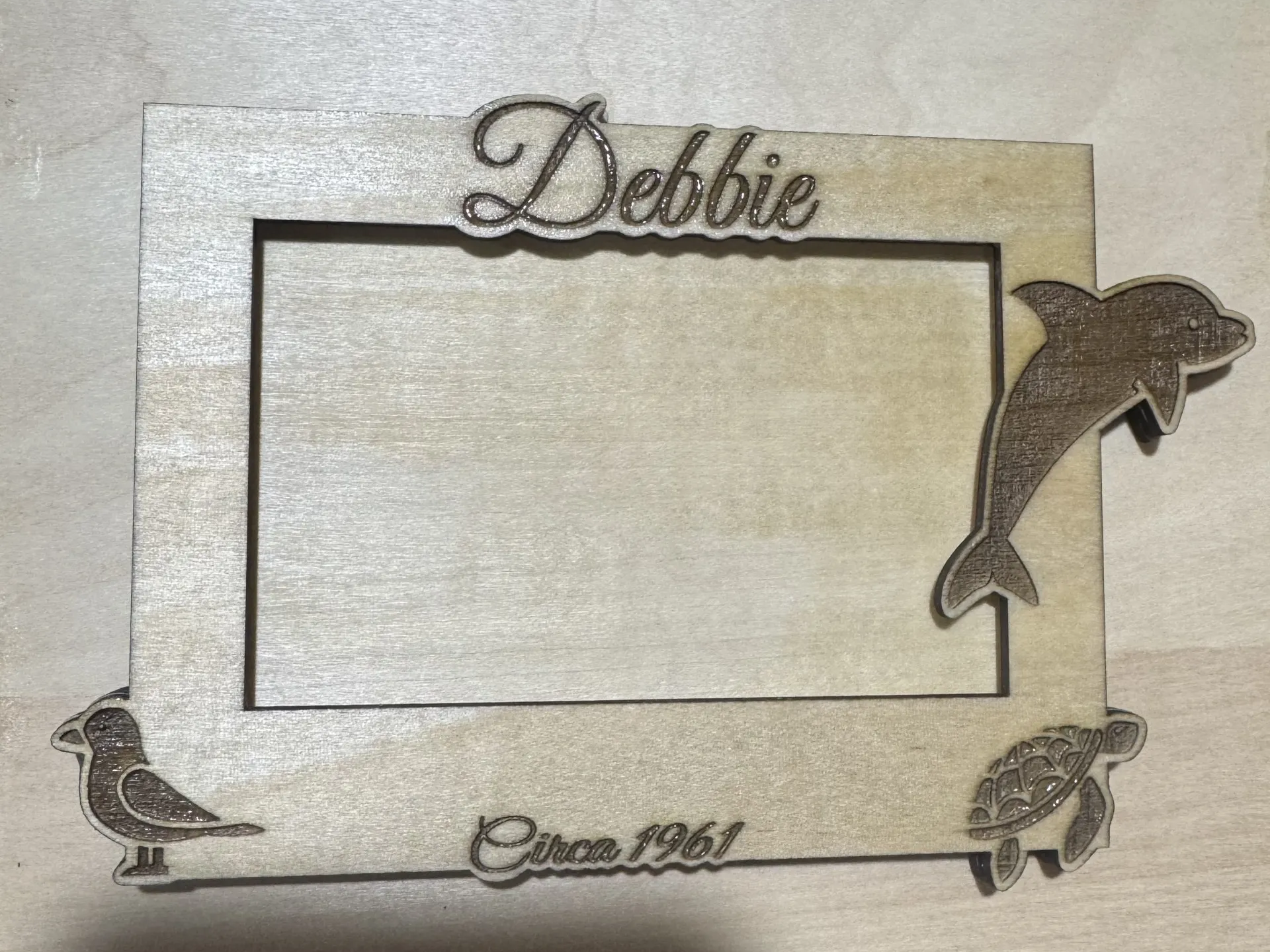 Personalized Debbie Picture Frame with Dolphim, Turtle, and Bird Accents.