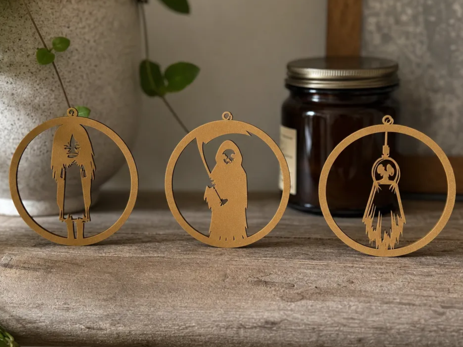 Horror Movie Character Silhouette Round Ornaments