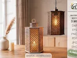 [Laser cut and engrave] 3D Pendant Lamps Bundle. Hanging Lantern Laser Cut Files.Pendant Light Shade SVG. Candle Holder. Geometrical Pattern