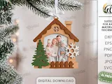 [Laser cut and engrave] 3D Christmas Ornament Frames Bundle. Xmas Tree Picture Frame Laser Cut File. Family Photo Holder. Holiday Decor. Xmas Quotes SVG