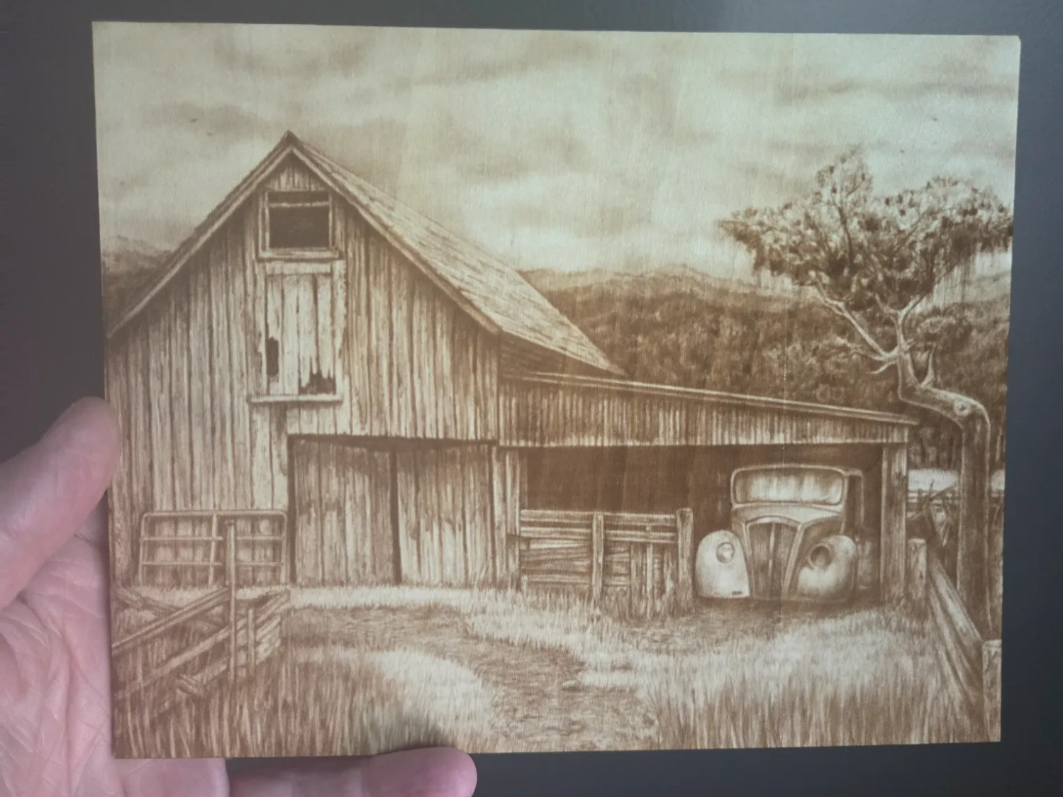 Rustic Barn and Vintage Truck Farm Scene Wall Art