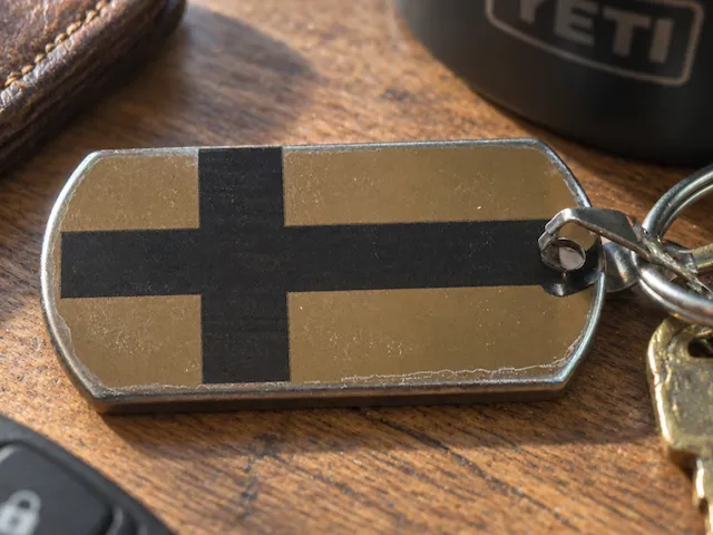 Finland Flag Stainless Steel Coloured Keyring