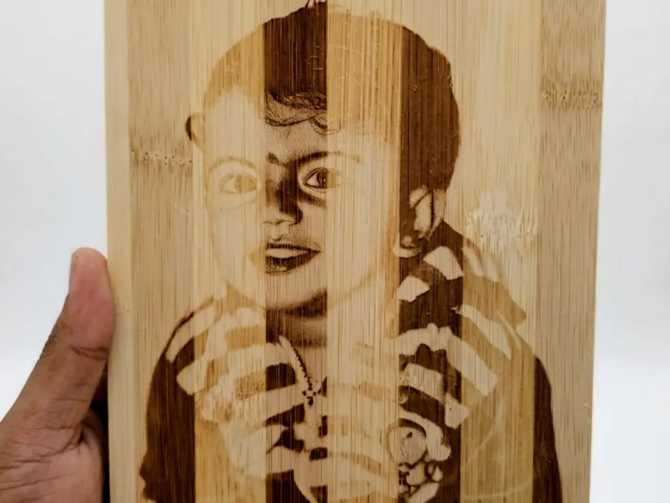 Bamboo Wood Portrait of a Child