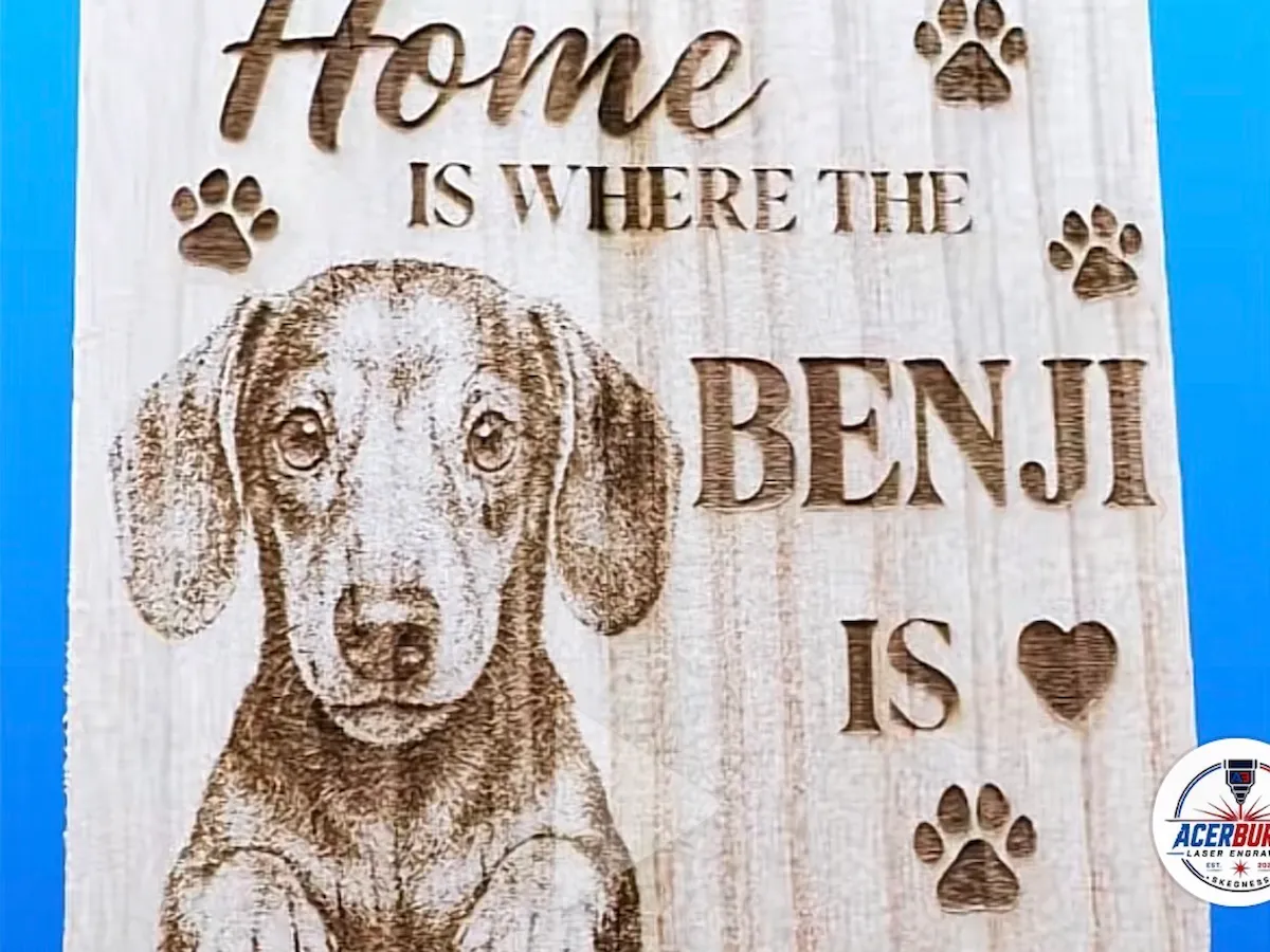 [Laser cut and engrave] Home Is Where The Dog Is Personalized Wooden Wall Sign