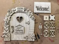 [Laser cut and engrave] Wooden Hobbit Gnome Door with Lantern Mailbox for Garden