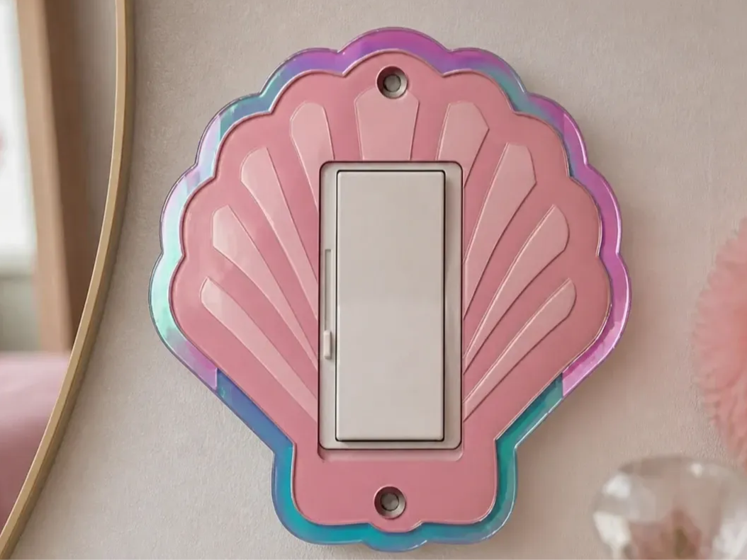 Iridescent Pink Seashell Light Switch Wall Plate Cover