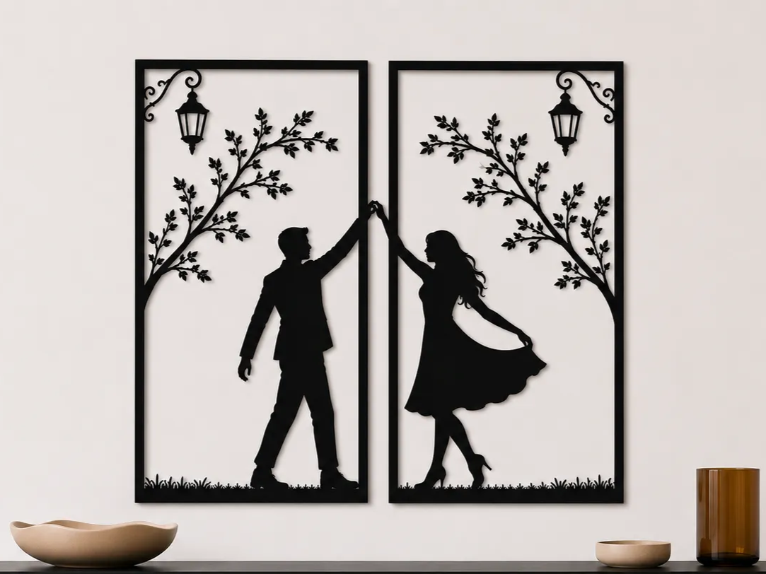 Dancing Couple Wall Art SVG | Romantic Dance Silhouette Panels | Love Wall Decor | Wedding Gift | Laser Cut SVG Digital Download