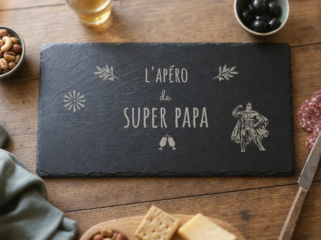 Planche à apéritif en ardoise L'apéro de Super Papa