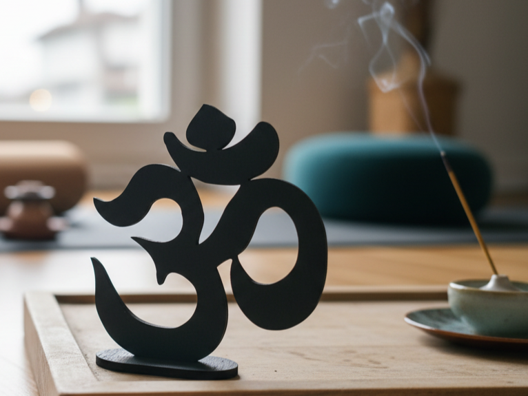 Om / Goa -Symbol als spirituelle Tischdekoration für Yoga und Meditation