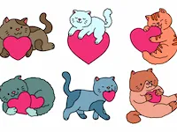 [Laser cut and engrave,UV printing,Heat Press] Cute Cat and Heart Die-Cut Stickers