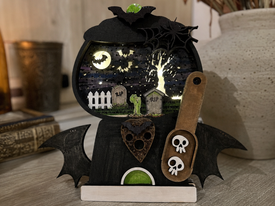 Halloween Light up Gumball Machine with Graveyard Scene