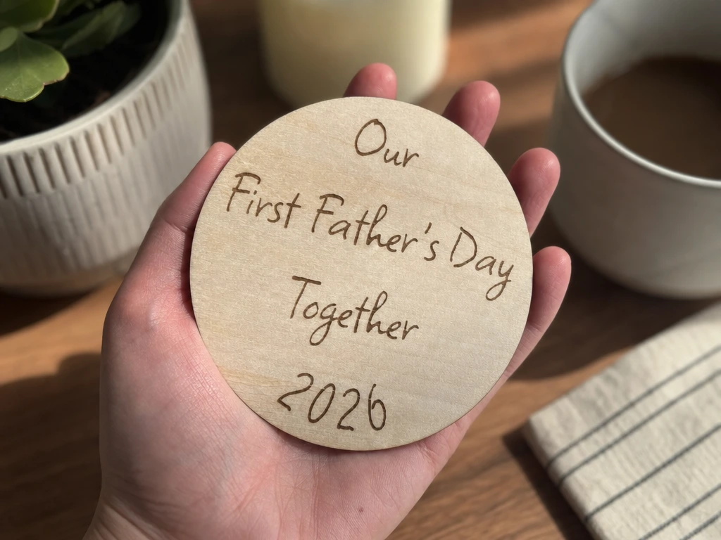 Our First Father's Day Together 2026 Wooden Keepsake Disc