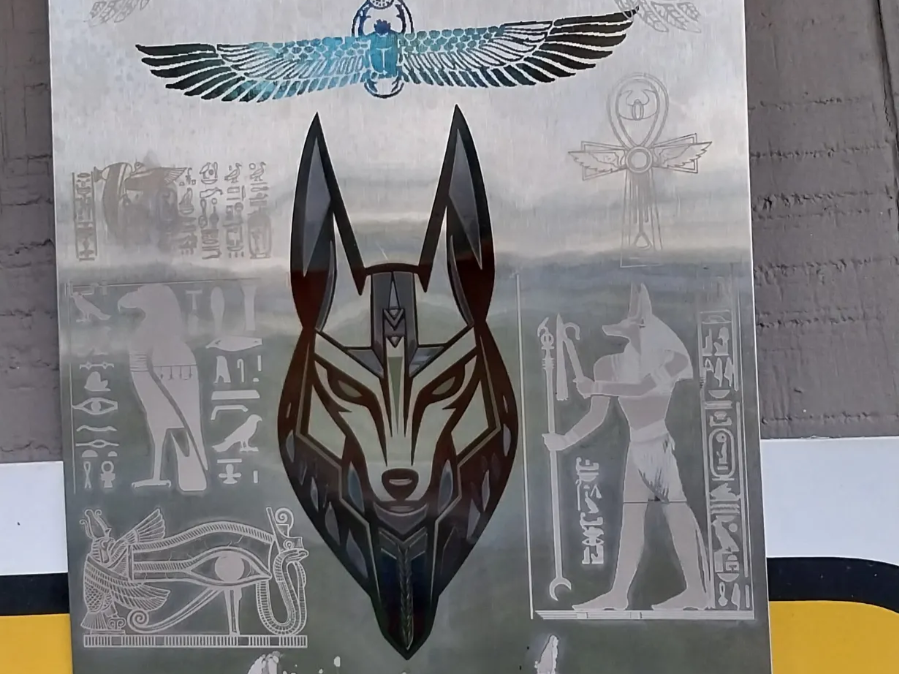 Anubis with hieroglyphs