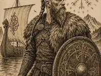 [Laser cut and engrave] Viking Warrior with Shield and Longship Wall Art