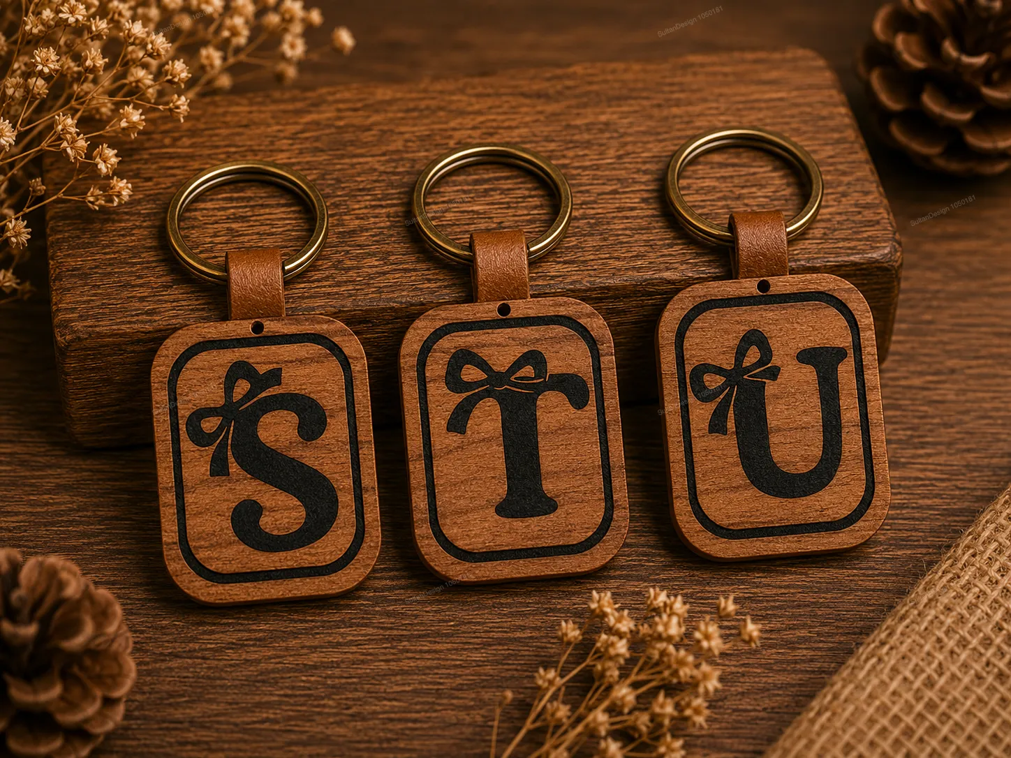 Aesthetic Coquette Bow Alphabet S T U Keychain SVG Laser Cut Designs