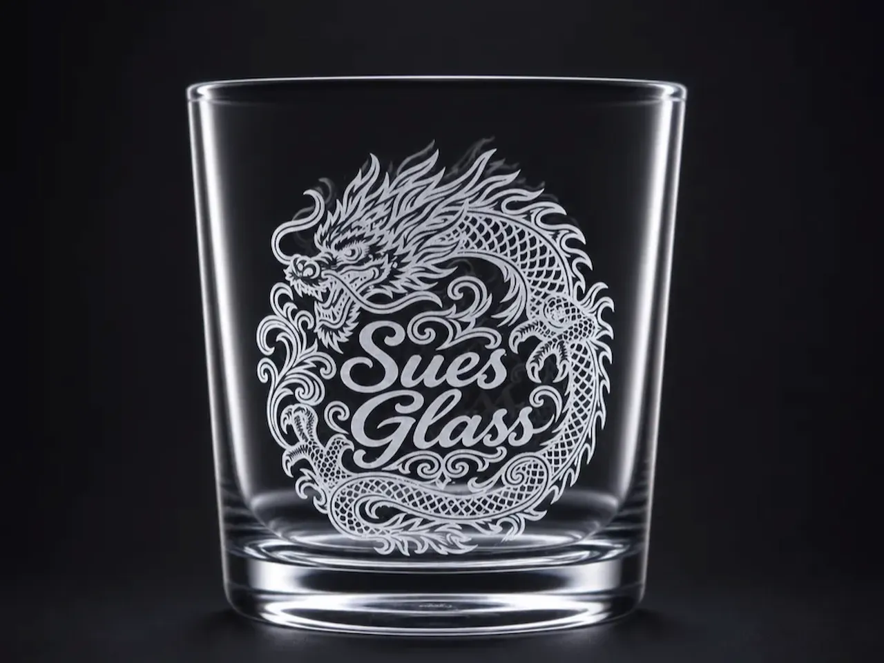 [Laser cut and engrave] Whiskey Glass Featuring Intricate Dragon Illustration