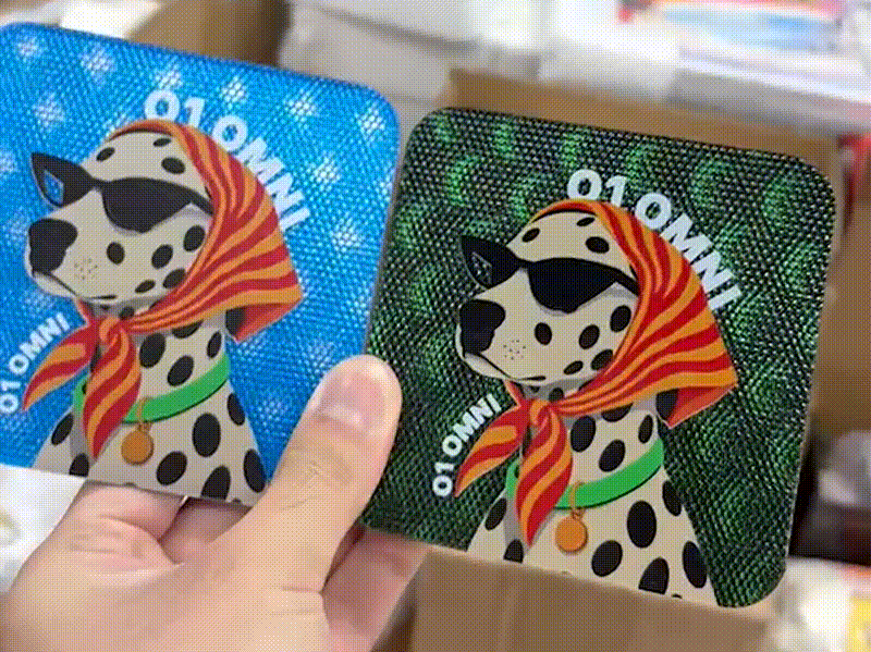 Dalmatian dog square coasters with sunglasses and headscarf
