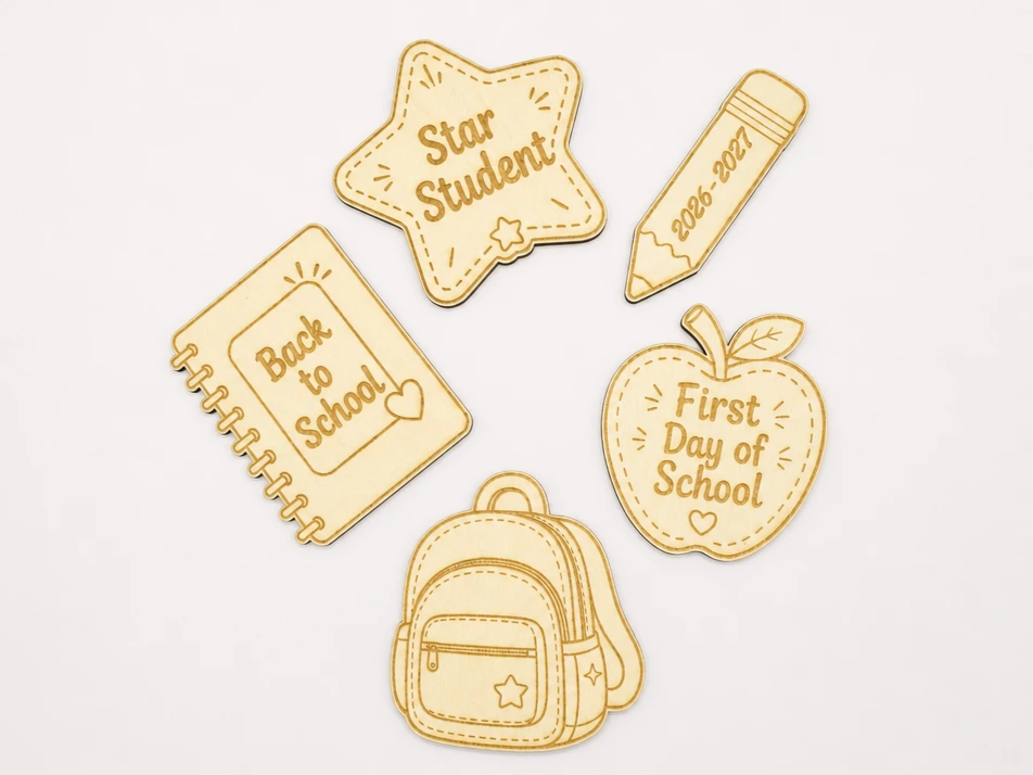 Back to School Fridge Magnets SVG XCS Bundle | First Day of School Keepsake | Teacher Gift | Laser Cut Wooden Magnet Files