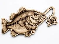 [Laser cut and engrave] Funny Bass Fish Catching a Fisherman Wall Art