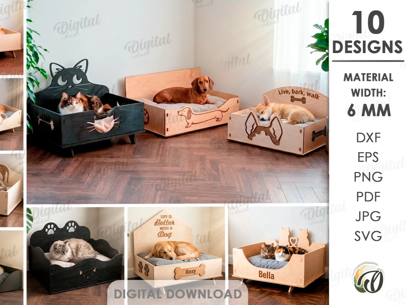 3D Pet Beds Bundle. Dog and Cat Bed Laser Cut Files. Cute Personalized Pet Furniture SVG. Pet Lover Gift. Pet Quotes. Elevated Bed