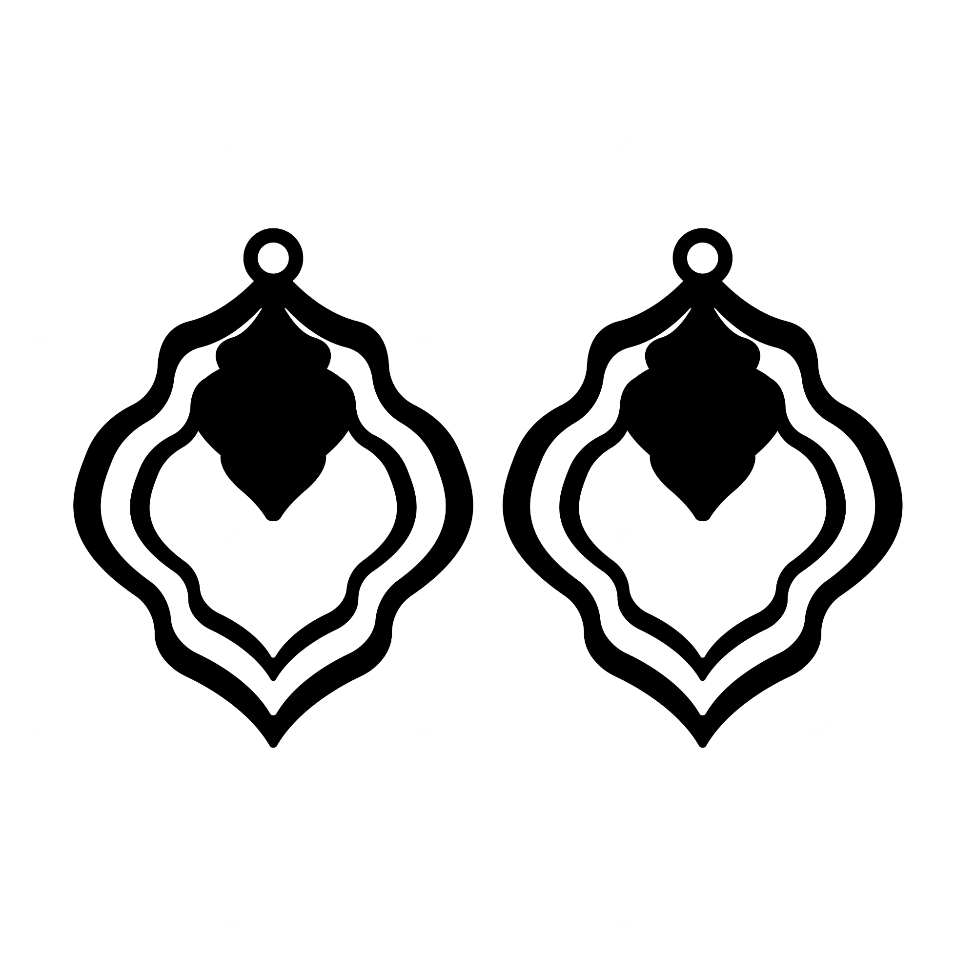 [Laser cut and engrave] Set of Geometric Wooden Teardrop and Filigree Earring Pendants