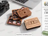 [Laser cut and engrave] SD Card Holders Bundle. Memory Card Case Laser Cut. Camera Memory Organizer. Photographer Storage SVG. Organizer Laser.  Glowforge Files