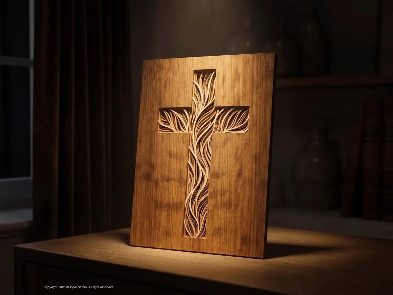 [Laser cut and engrave] 3D Cross Wall Art Laser Cut SVG – Eternal Grace | Christian Home Décor | Layered Wooden Faith Design