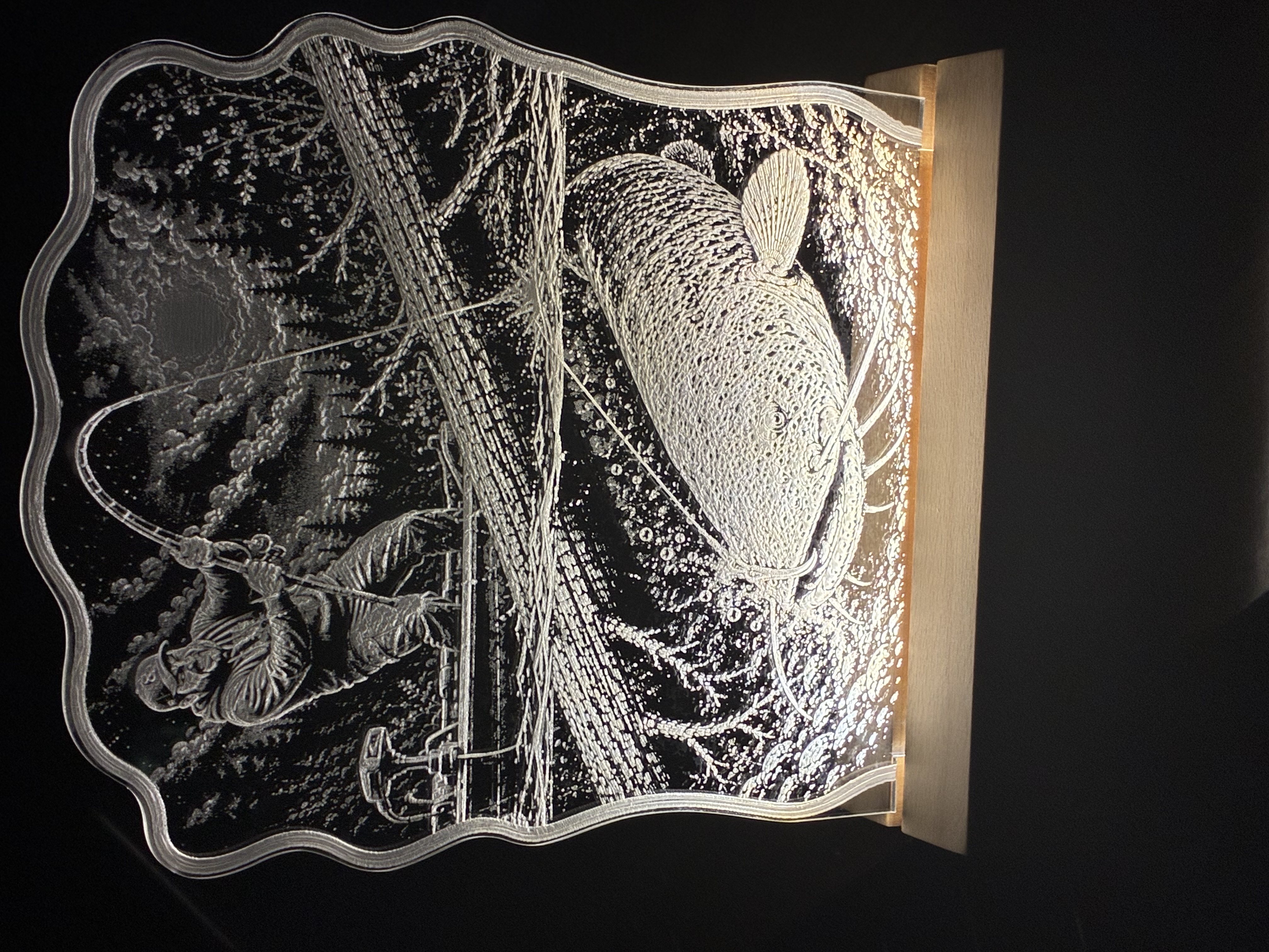 [Laser cut and engrave] Catfishing Lighted Sign