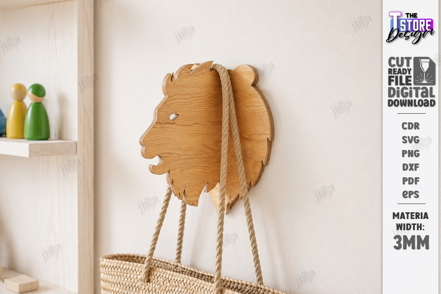 [Laser cut and engrave] 3D Animal Wall Hooks Laser Cut | Wooden Hanger Designs | Safari and Forest Animals | Wall Decor | Entryway Storage Organizers | Wooden Rope Hanger Uti