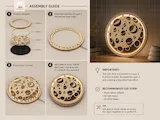 [Laser cut and engrave] Circular Moon Surface Wall Light with Warm Backlit Glow