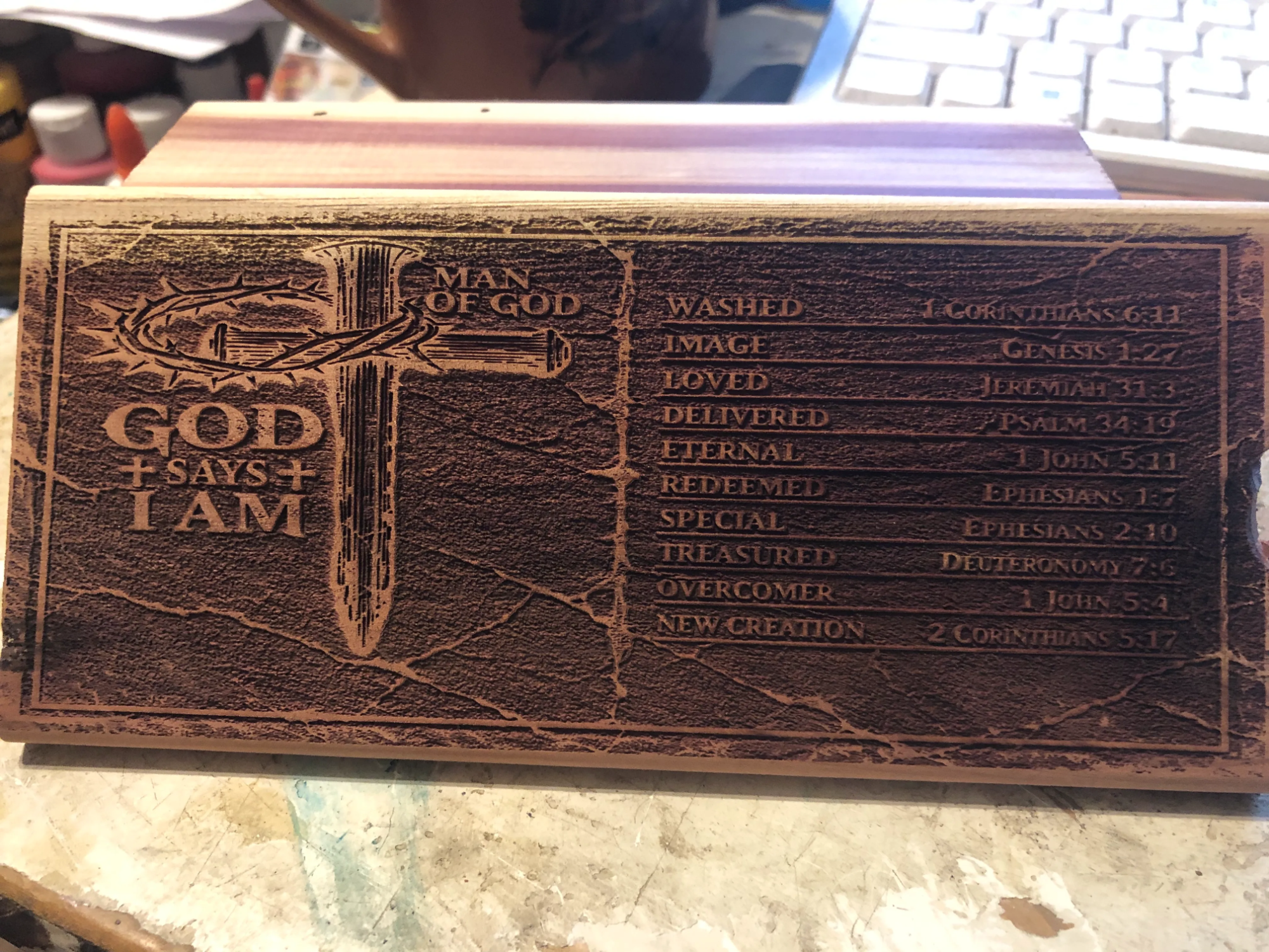 God Says I Am Man of God Scripture Wall Plaque
