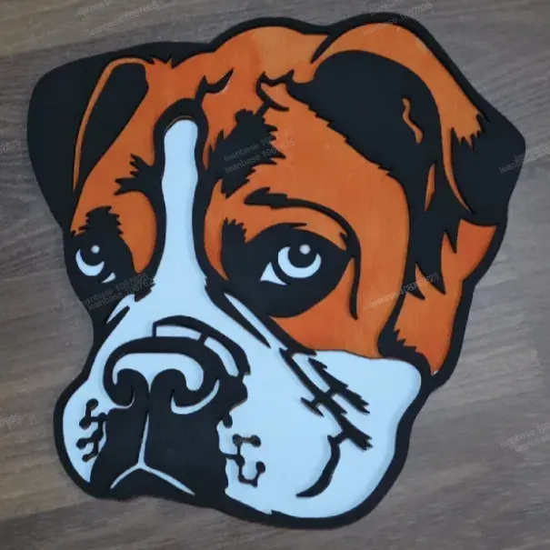 [Laser cut and engrave] Figura de pared con silueta de perro bóxer
