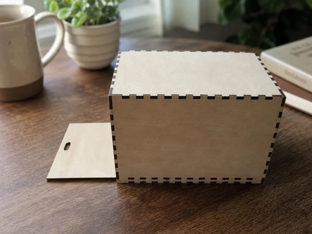 Boîte de rangement rectangulaire en bois avec couvercle coulissant