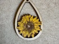[Laser cut and engrave] Teardrop Shaped Floral Wooden Earrings