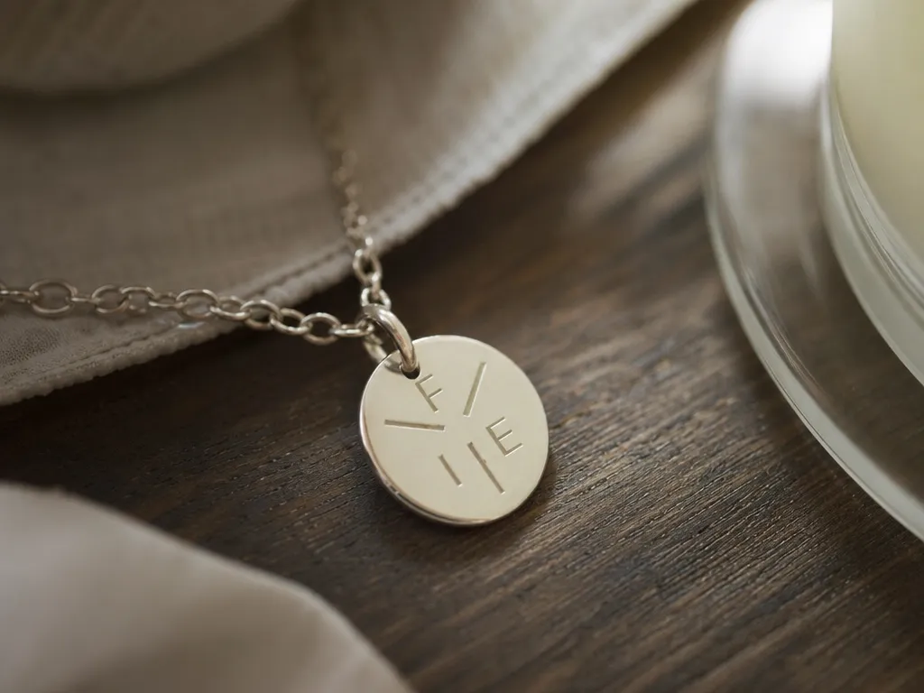 Minimalist Silver Disc Necklace with Letter Detail (customizable initials)