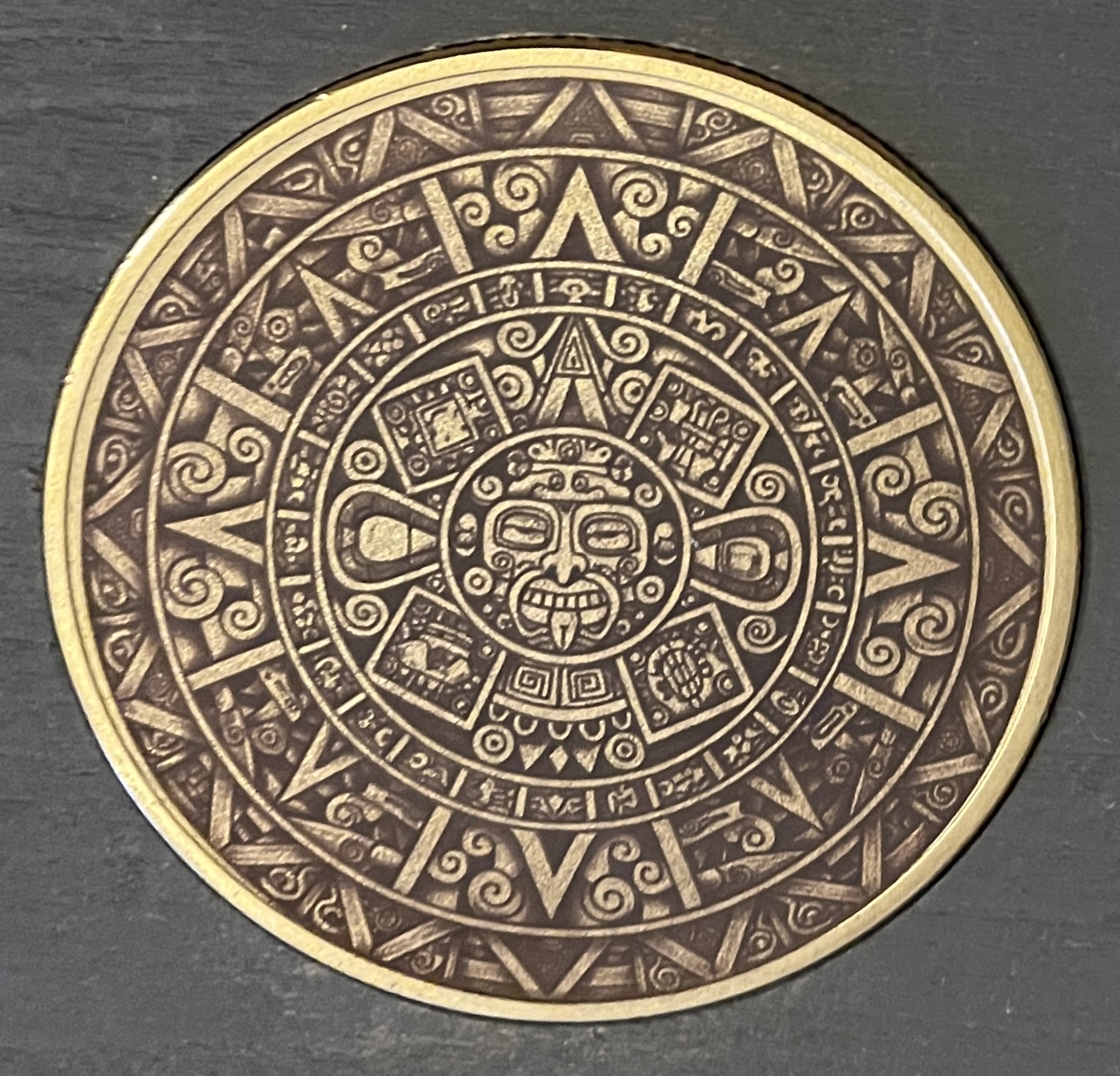 [Laser cut and engrave] Aztec Sun Stone Calendar Medallion