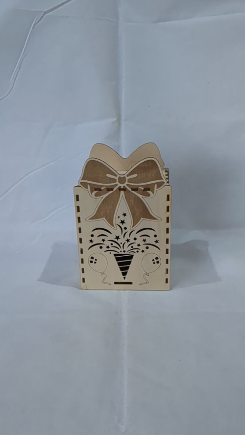 [Laser cut and engrave] Gift Box Bow Laser Cut Template, Sliding Greeting Box, Laser Cutting Design