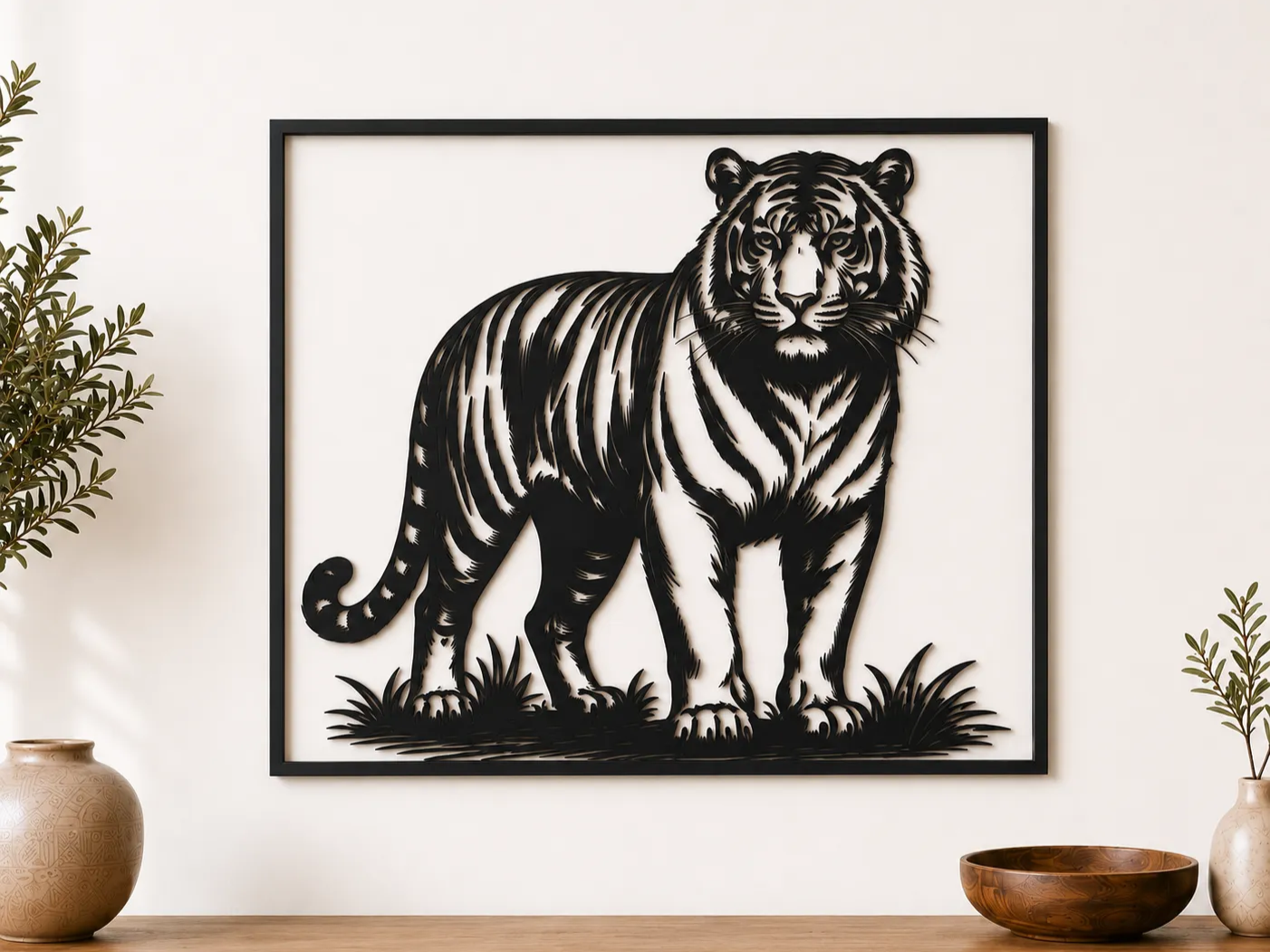 Stehender Bengaltiger Tiersilhouette Wandkunst