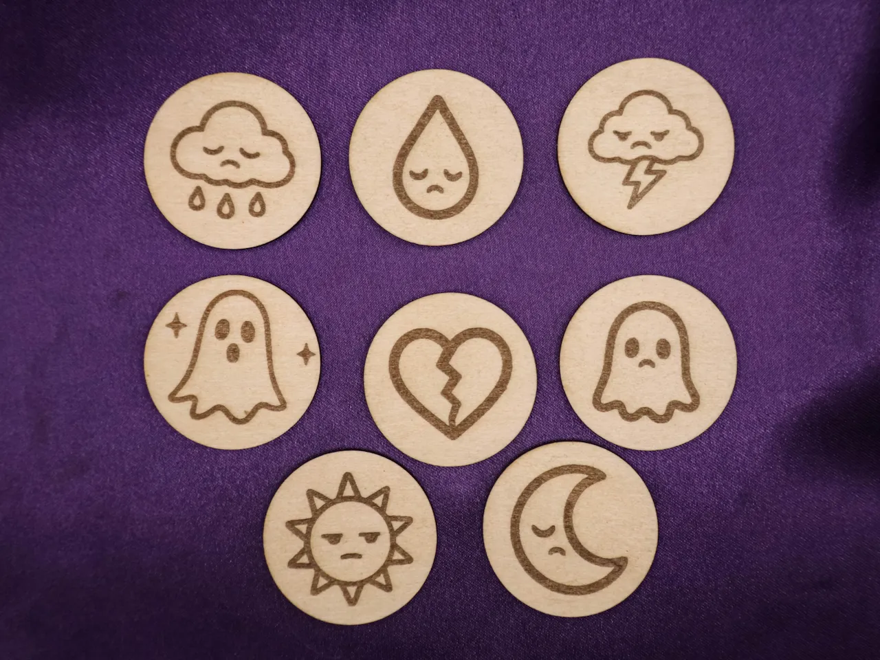 [Laser cut and engrave] ☔⛅ Mood Tokens: Connection When Words Disappear