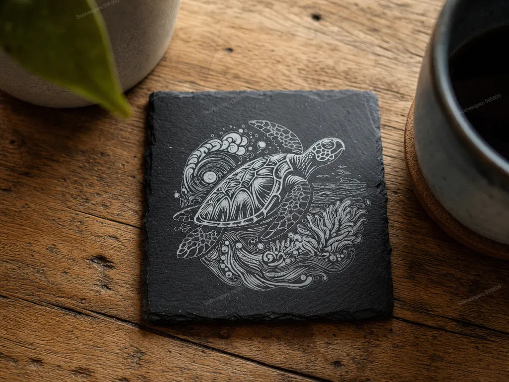 Dessous de verre en ardoise Tortue
