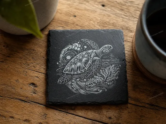 Dessous de verre en ardoise Tortue