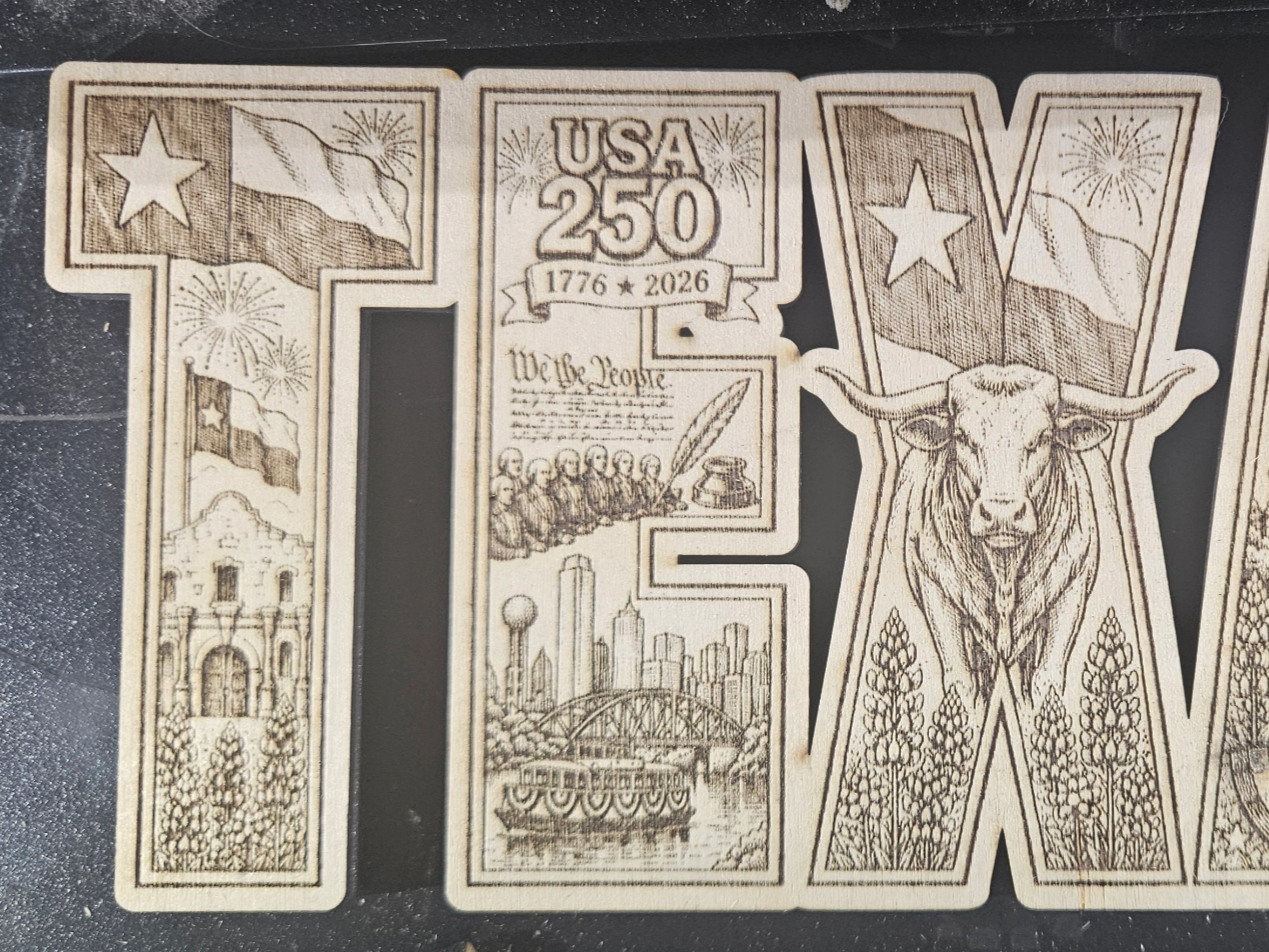 Texas Themed USA 250 Commemorative Wall Sign