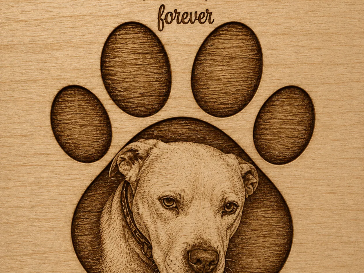 Dog Paw Print Memorial Plaque with Forever Text