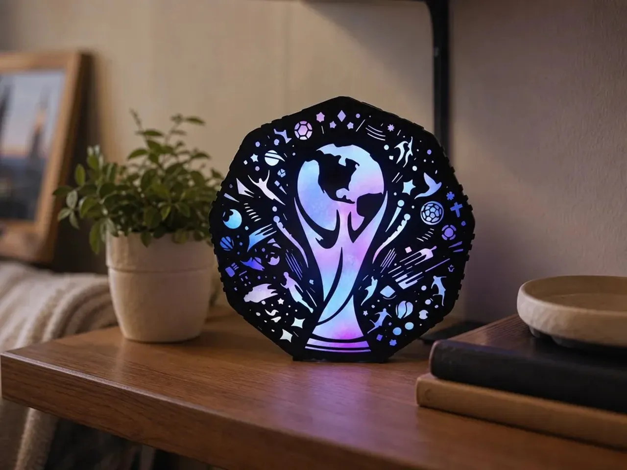 [Laser cut and engrave] Lampe décorative lumineuse avec motif de trophée de football