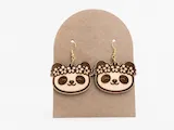 [Laser cut and engrave] Boucles d'oreilles panda avec couronne de fleurs
